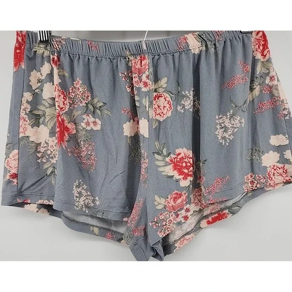 Flora Nikrooz Silky Floral Shorts Cami 2-Piece Pajama Set Sz L Grey Feminine - Picture 4 of 7